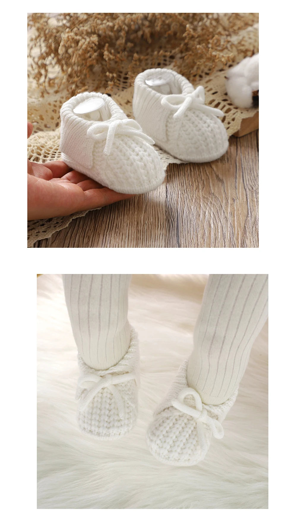 Baby First Walkers Shoes Cute Bowknot Hand Knitted Newborn Boys Girls Prewalkers 0-12m Infant Kids Soft Soled Footwear Anti-Slip