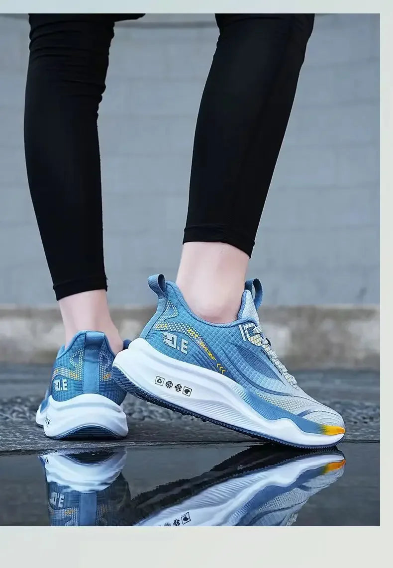 Ice Silk Mesh Sports Shoes Running Shoes Thick Bottom Soft Bottom Breathable Trendy Casual Men's Shoes Comfortable EVA Insole