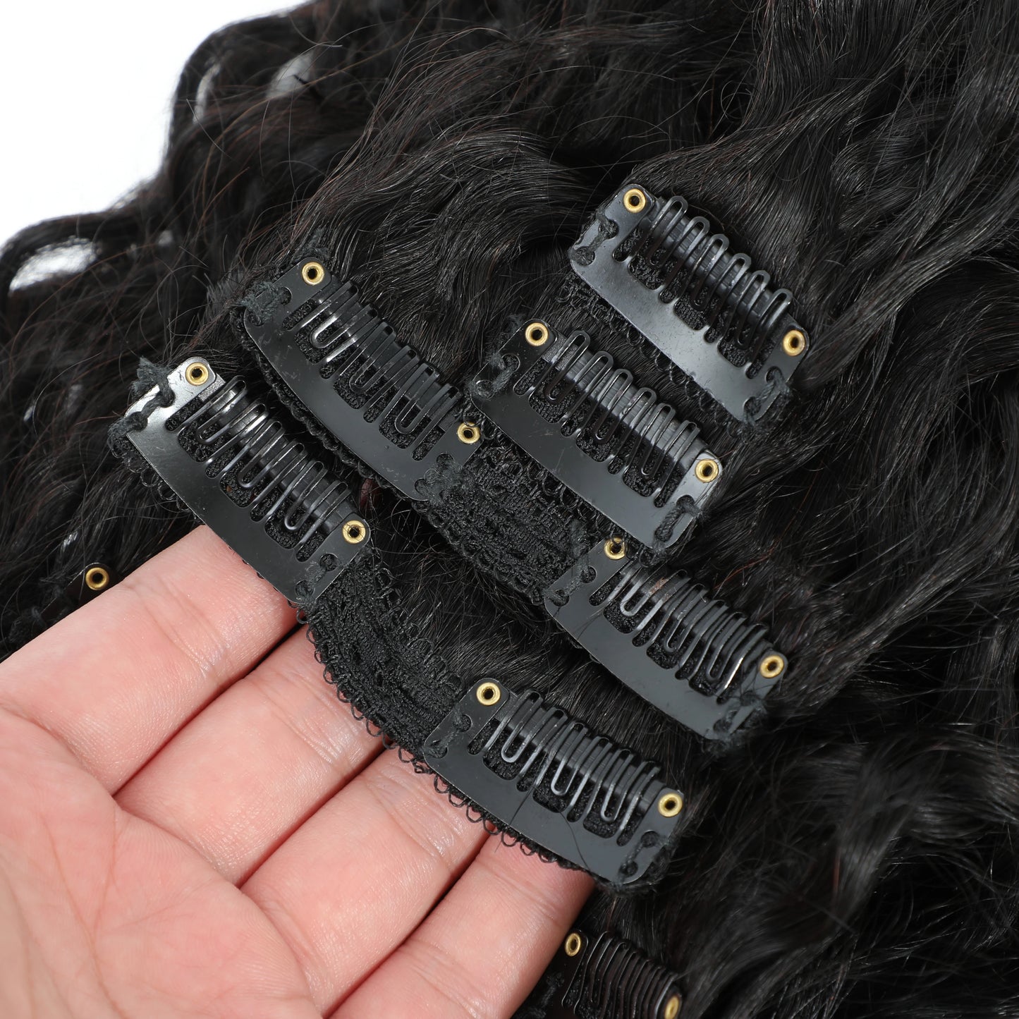Water Wave Clip In Human Hair Extensions 8PC/Set 120g Wholesale Remy Virgin Curly Wavy Clip On Hair For Women Natural Hair Clips