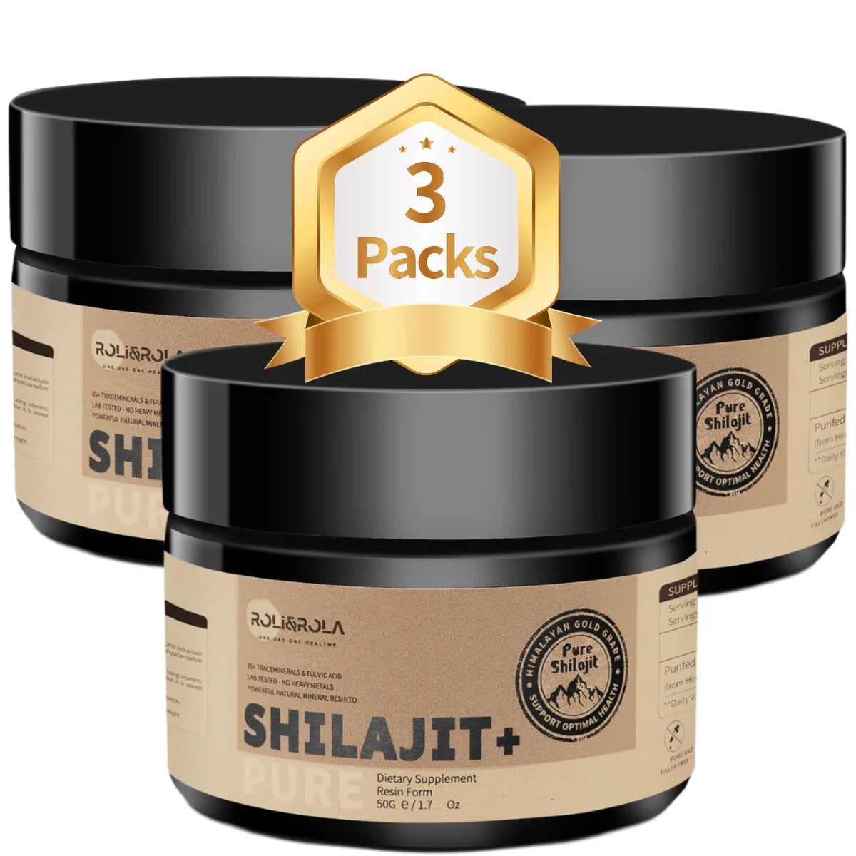 ROLI&ROLA 3/6/9 Pack *50g Pure Shilajit Resin with 85+Trace Minerals Fulvic Acid Edible Dietary Supplement for Men and Women