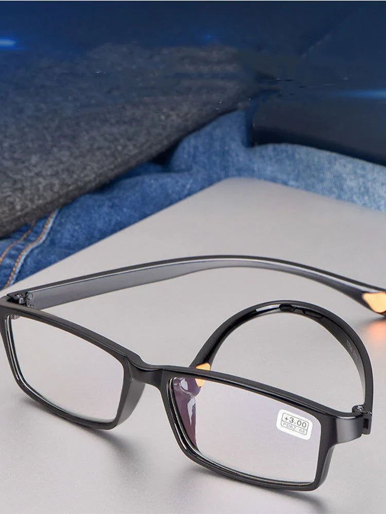 Smart reading glasses for the elderly, blue light protection, HD zoom, adjustable magnification, small orange dot,