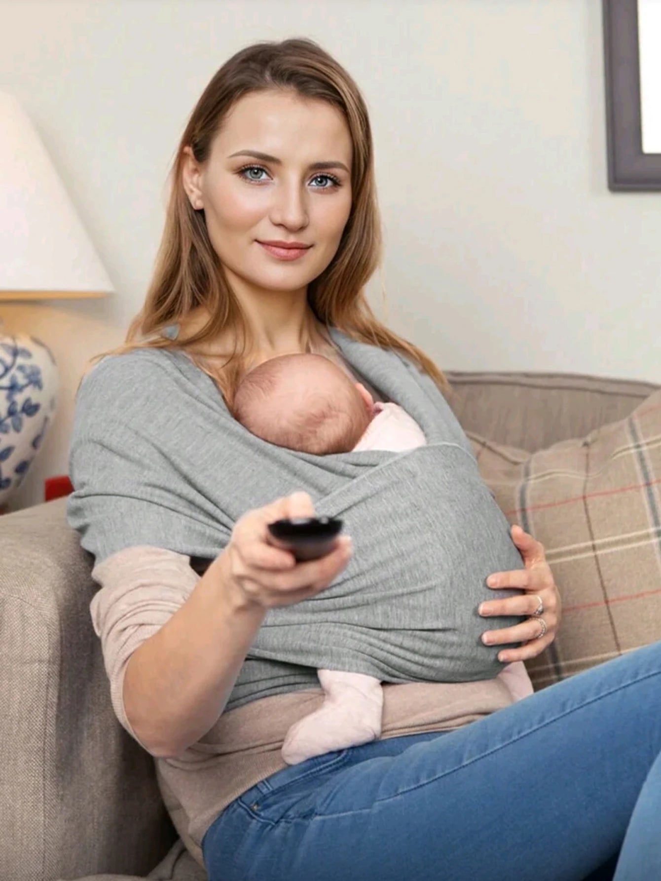 Baby carrier front-carrying multi-functional sleeping, breastfeeding, outing device to free hands knitted fabric