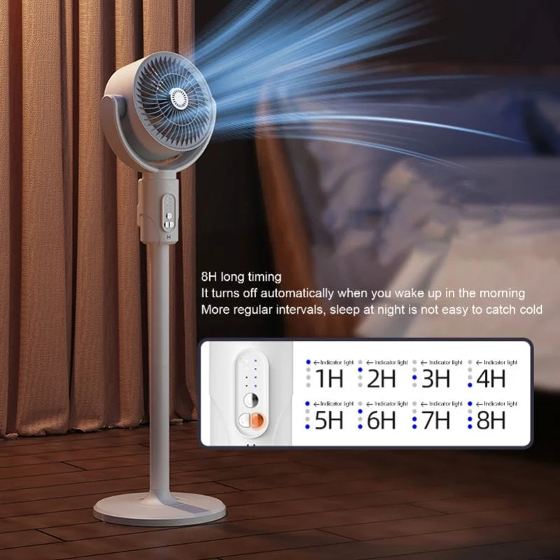 Quiet Standing Fan with Remote Control 5 Wind Speeds 8h Timer Adjustable Height Floor Desk Oscillating Air Circulating Fan