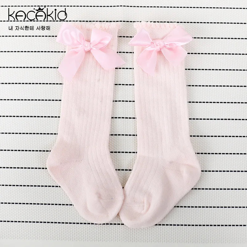 Summer Baby Socks Toddler Cute Big Bow Knee High Socks Mather Kids Children Boy Girls Newborn Floor Cotton Socks Baby Accessorie