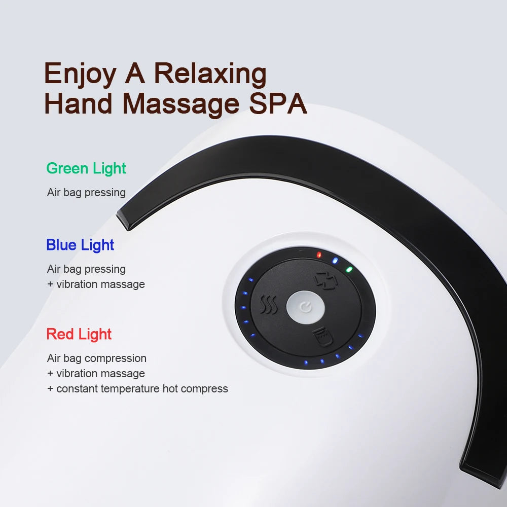Electric Hand Massager Air Bag 3 Modes Hot Compress Kneading Hand Massage Machine Promote Finger Blood Circulation Relax Hands