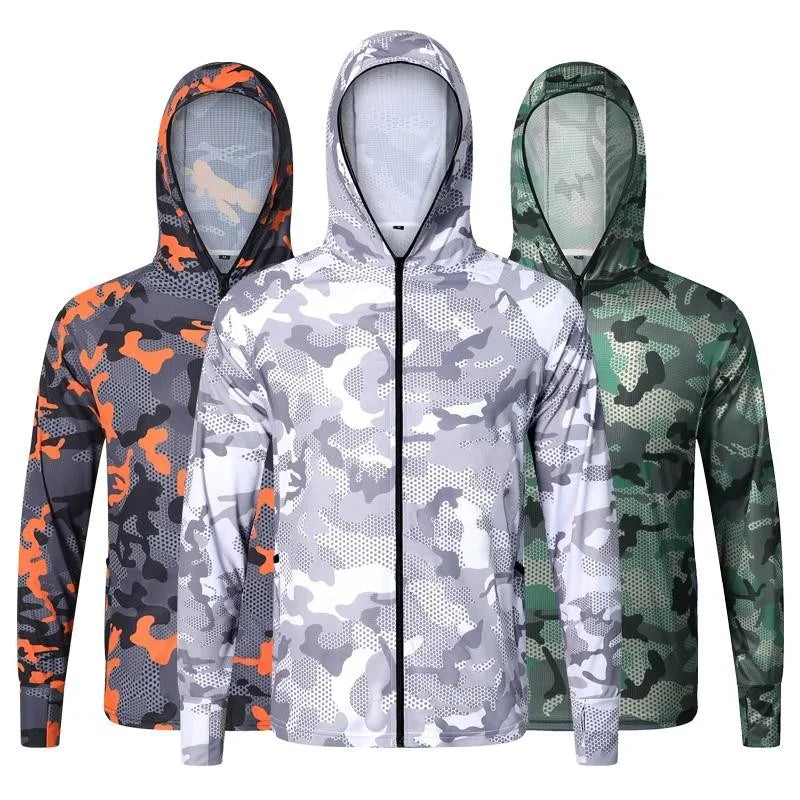 Summer men's camouflage sunscreen clothes fishing clothes lightweight and breathable quick drying clothes outdoor Road Clothing