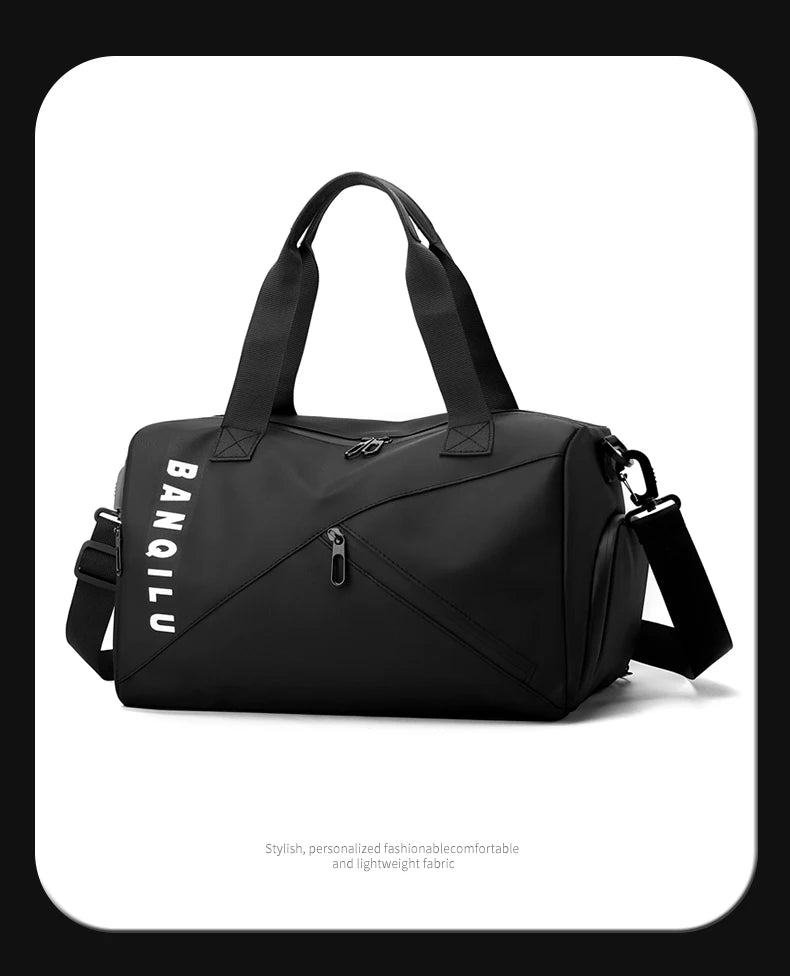Unisex Large Capacity Handbag Crossbody Shoulder Bag Water-resistant, Gym Bag, Travel Bag for Men, Also Fits on Luggage Trolley