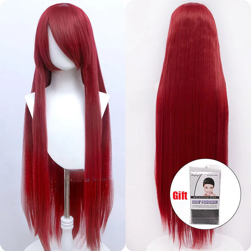 Snoya 100cm synthetic long straight cosplay wig with bangs Heat Resistant hair Anime pink blonde red purple women wig