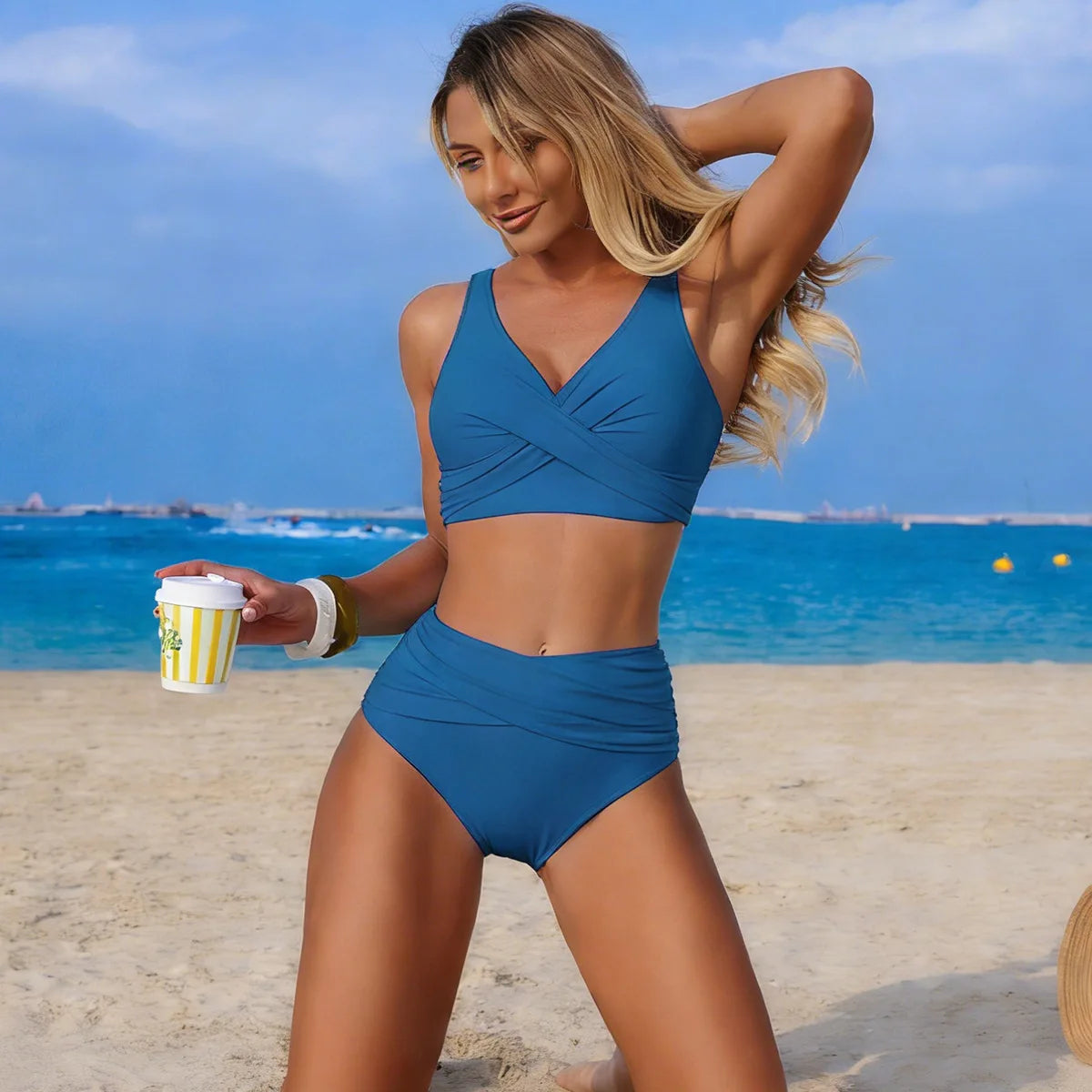VigoBreviya 2026 Sexy Solid Strapped Swimwear Women Cross Push Up Bikini Set Brazilian Lady Swimsuit High Waist Beach Bath Suit