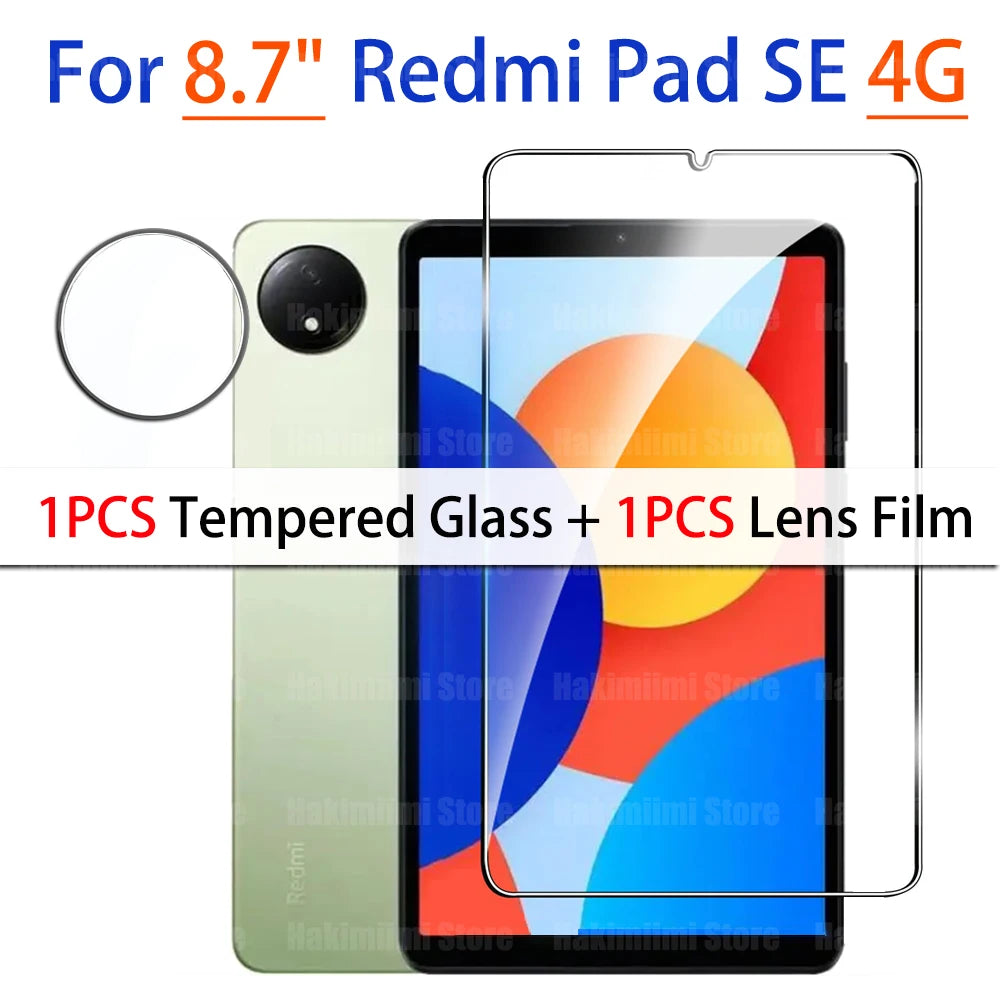 Screen Protector for Redmi Pad SE 4G (8.7 inch) 2024 Tablet Tempered Glass Film Rear Camera Protector Anti-fall/Anti-scratch 8.7