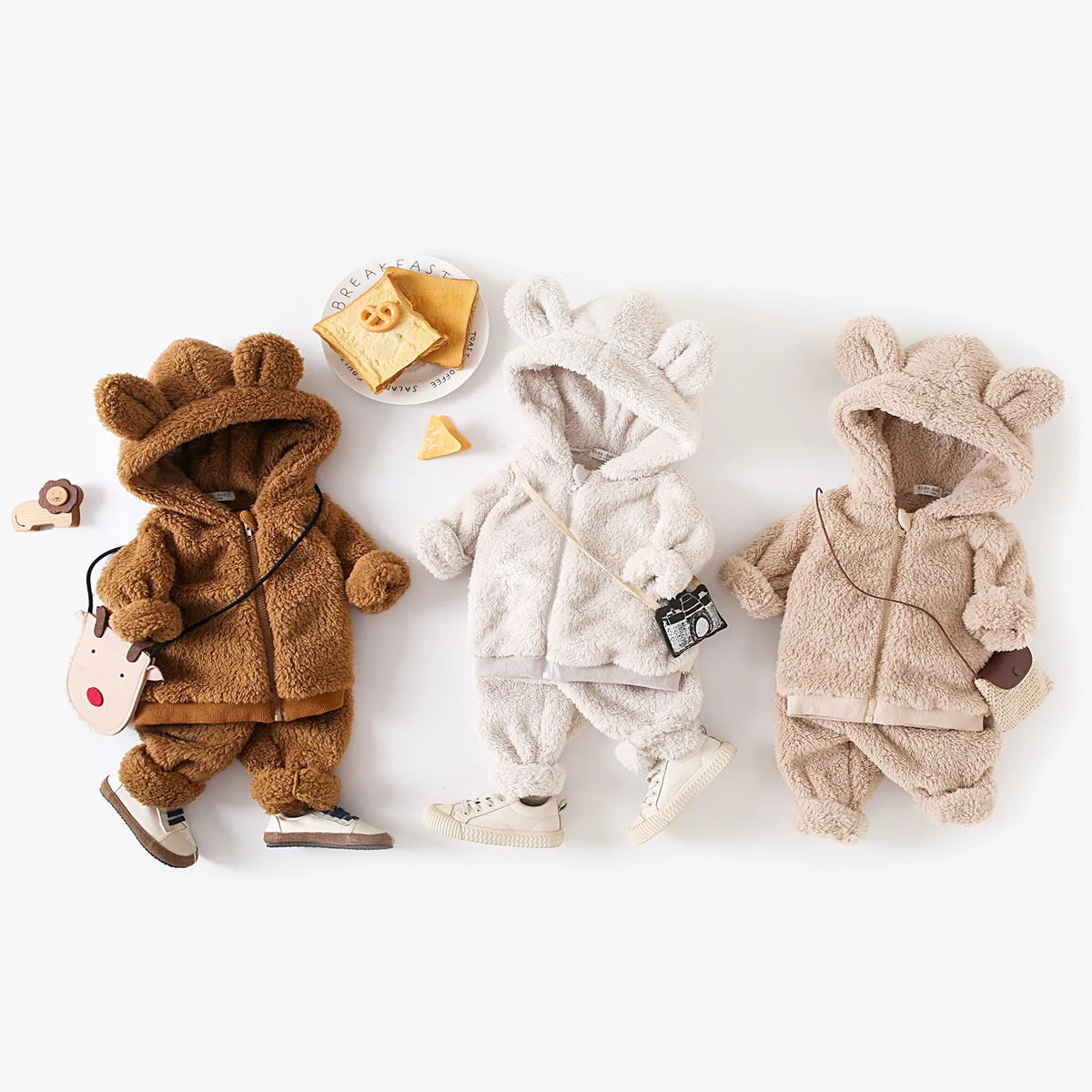 Sanlutoz Winter Warm Long Sleeve Baby Clothing SetsTops Zipper + Long Pants 2Pcs Cute