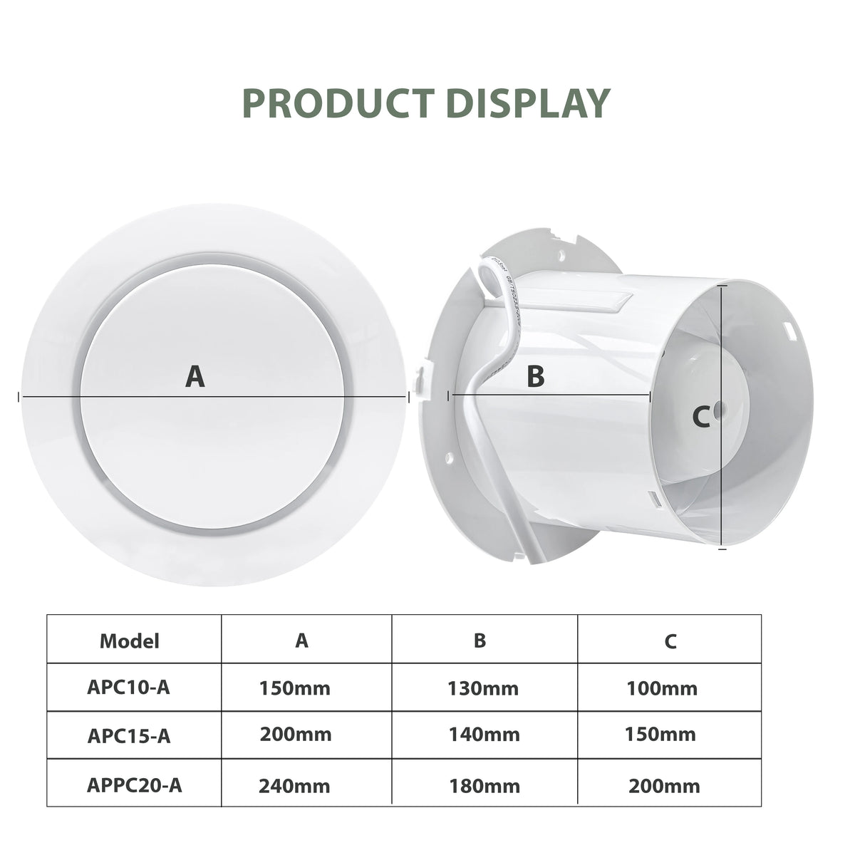 KCvents Circle Exhaust Fan Ventilation Fan With Reversible Remote Control For Bathroom Room Kitchen Home ECO Friendly 4/6/8 inch