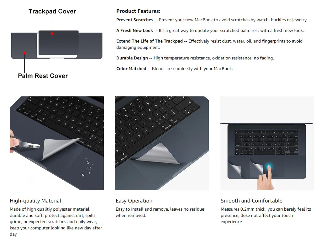 For MacBook Air15.3 inch Palm Rest Protector Cover 2024 2023 2025 M2 M3 M4 Chip A2941 A3114 Anti-Scratch Wrist Rest Sticker Skin