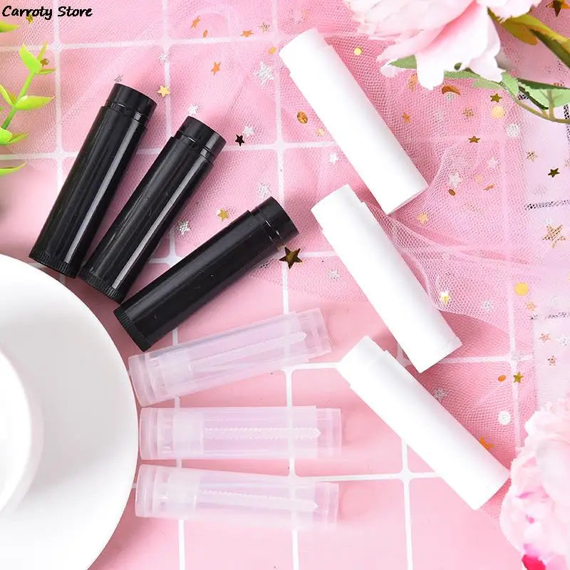 100pcs Clear Black White Balm Tube Container With Cap Cosmetic Sample Container 5ml Diy Empty Lipstick Bottle Lip Gloss Tube Lip