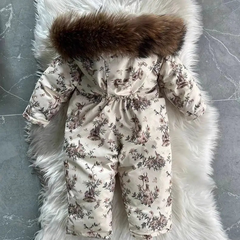 Autumn Winter Children Baby Girls Cotton Floral Jumpsuits Single-Breasted Cute Floral Chic Baby Overalls Kids One-Piece Pants