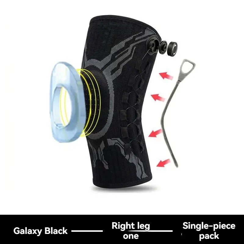 Right Leg Knob-Adjustable Sports Knee Brace with Spring Support Silicone Shock Absorption And Compression Knit for Knee Support