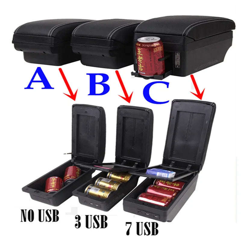 For Honda Jazz Armrest For Honda Fit Jazz 3 2014-2019 Car Armrest Box Car Storage Box Retrofit Accessorie Simple installation