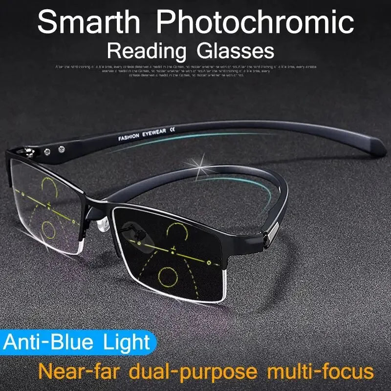 2024 Intelligent Zoom Color Changing Reading Glasses Multi-Focus Dual-Purpose DS-3106 New Arrival