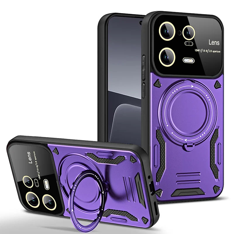 Camera Protect Shockproof  Armor Phone Case For Xiaomi 11T 12T Pro 13 13T Pro For Xiaomi 14 Pro Magnet Holder Ring Back Cover