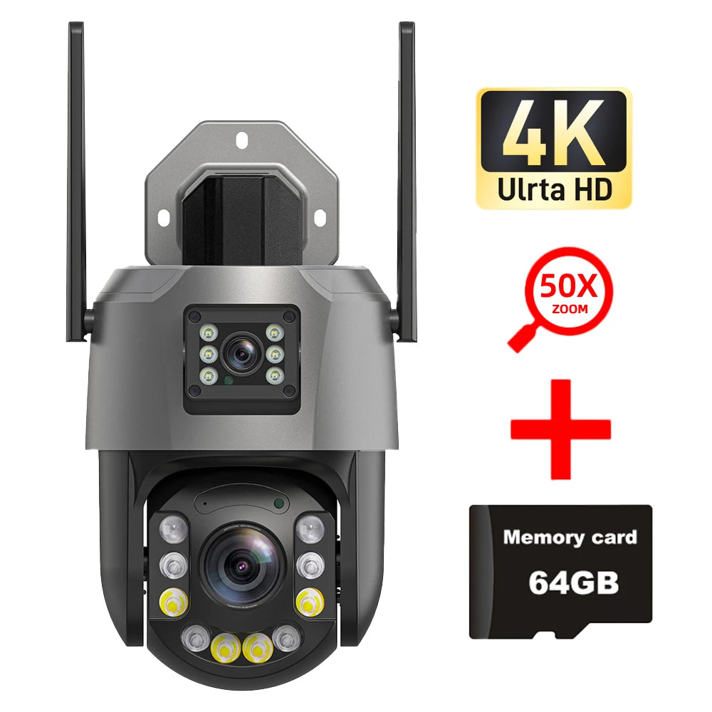 Securexpert 8MP 50X Zoom PTZ Camera WiFi Dual Lens 4K 20X Outdoor Surveillance 120m Ultra Long IR Vision ONVIF Security Camera