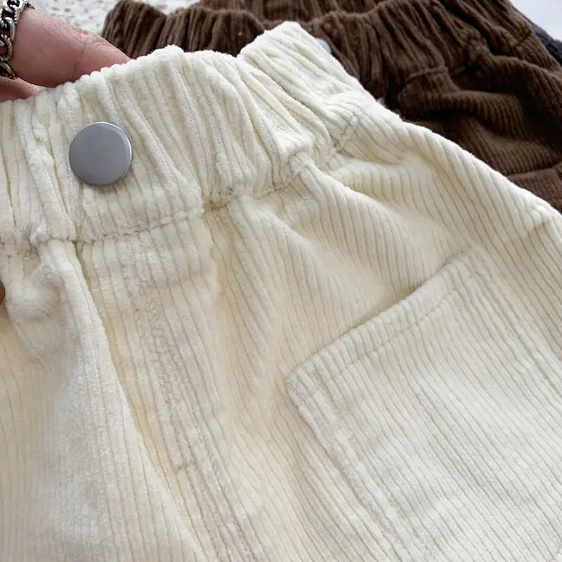 Boy Korean Children's Clothing Spring Fall Kids Trousers Corduroy Boys Pants Solid Pants Baby Girls Outfit Clothes for Teenagers