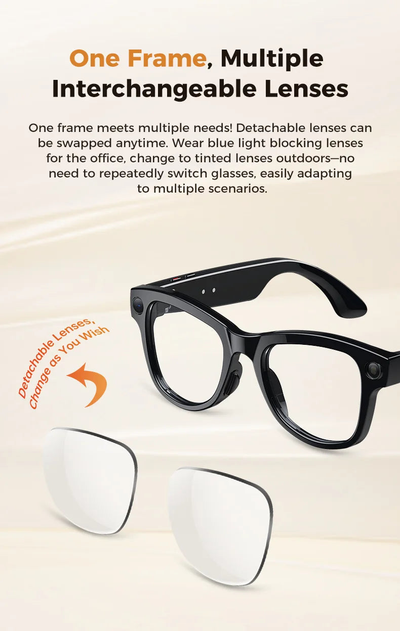 AI Smart Glasses M02Ultra with Charging Case - 800MP Camera, Object Recognition, Translation, WiFi, Navigation, Recording