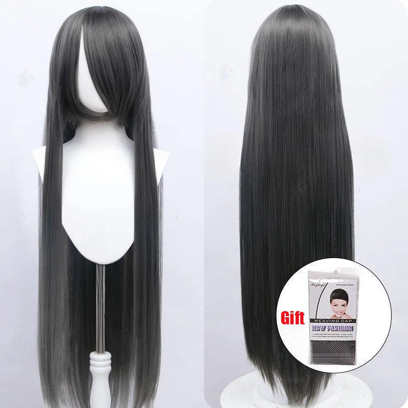 Snoya 100cm synthetic long straight cosplay wig with bangs Heat Resistant hair Anime pink blonde red purple women wig