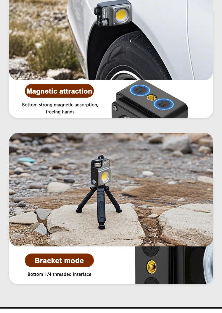 LiitoKala multifunctional mini "camera" light 3500LM large floodlight, suitable for hiking, outdoor activities, work, and picnic