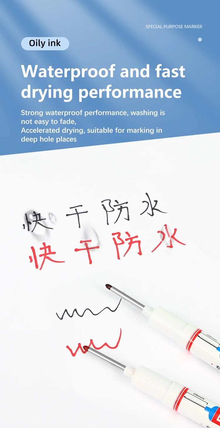 4Pcs/Set 20mm Deep Hole Long Nib Head Markers For Metal Perforating Pen Waterproof Bathroom Woodworking Decoration Multi-Purpose