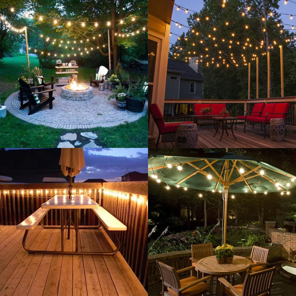 Solar String Lights, Globe Outdoor String Lights with LED Shatterproof Bulbs, Shatterproof Patio Lights for Outdoor Porch Garden
