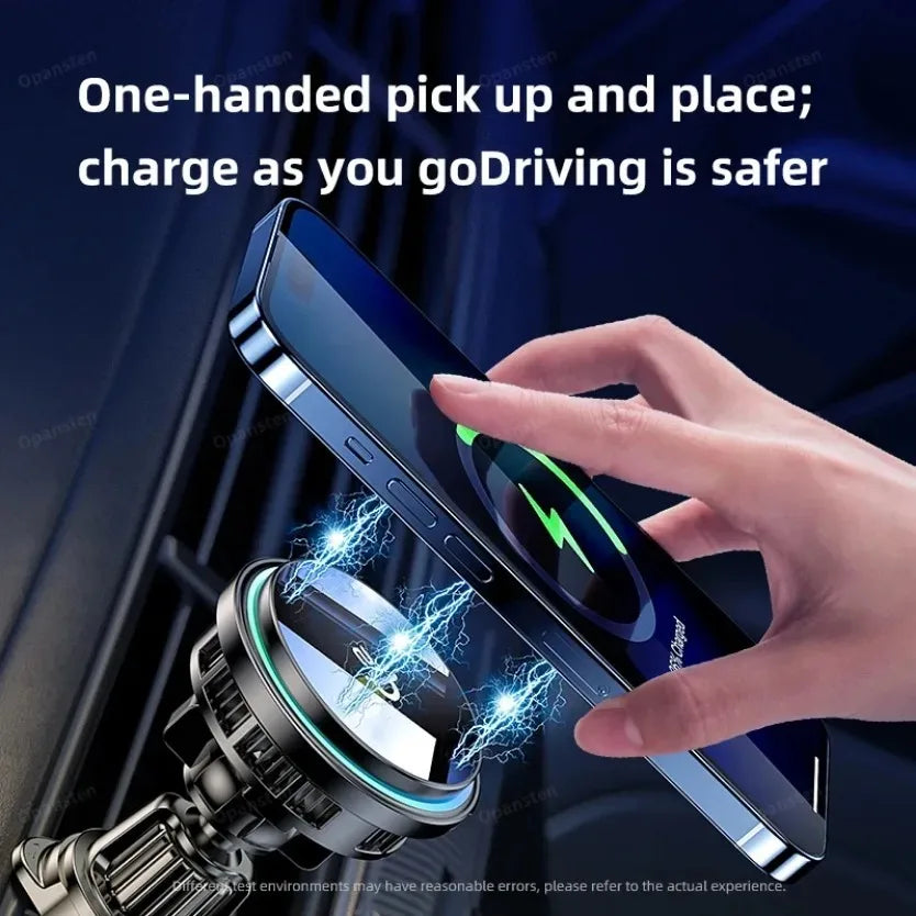 Magnetic Wireless Car Charger Phone Holder QI2 Ice Cooling RGB Tempered Glass Fast Charging Radiator For Magsafe iPhone 12-16