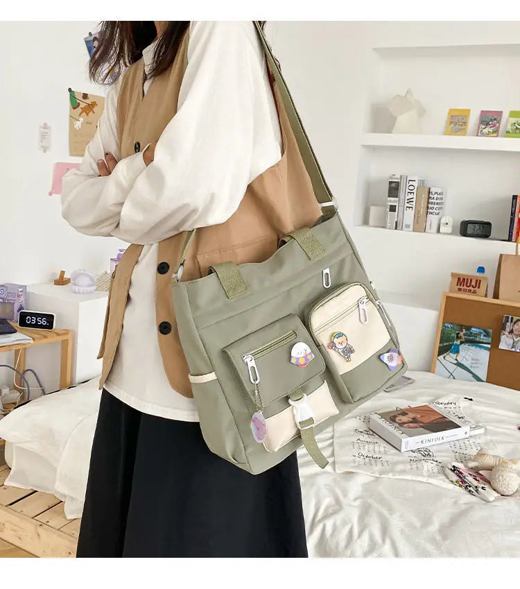 Canvas Handbags Messenger Bags for Women Waterproof Nylon Tote Shoulder Bag Oxford Ladies Handbag Crossbody Bag Girl Satchels