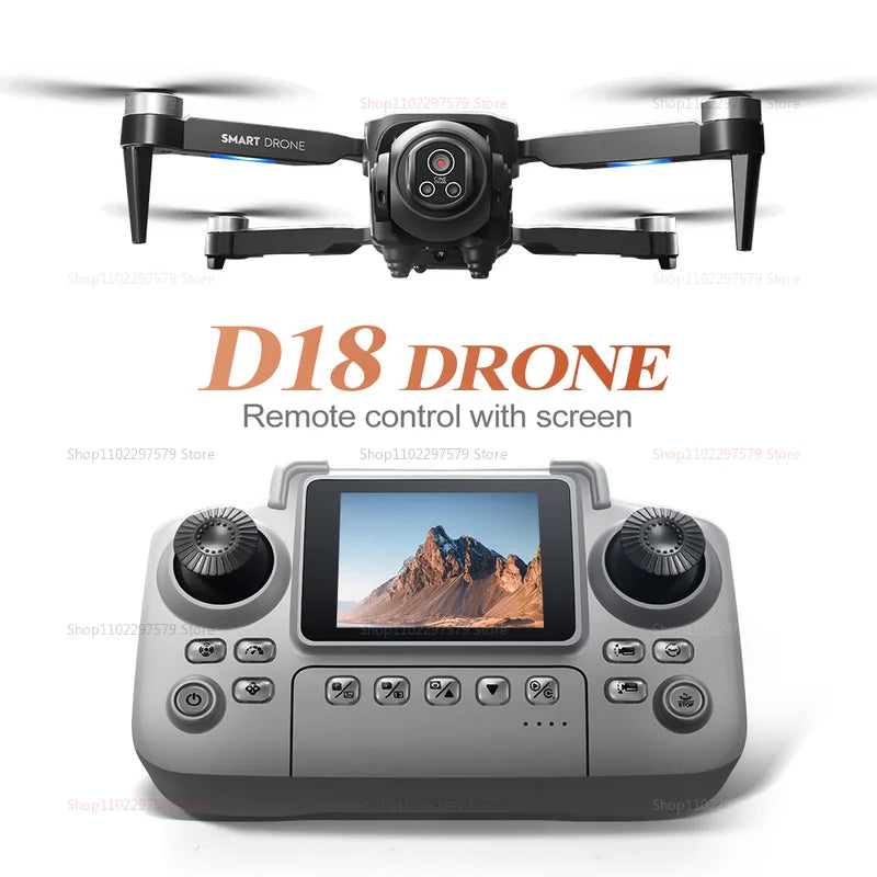New D18 Drone Professional 8K Camera Aerial FPV Brushles Motor Avoiding Obstacle with Large Screen Remote Control Folding Drones