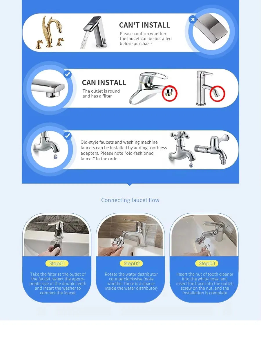 Faucet Oral Irrigator Water Jet For Cleaning Toothpick Teeth Flosser Dental Irrigator Implements Dental Flosser Tooth Cleaner