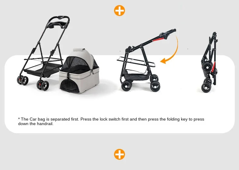 Pet Cart, Dog, Cat, Teddy Baby Stroller, Small Pet Cart, Lightweight and Foldable for Outdoor Travel