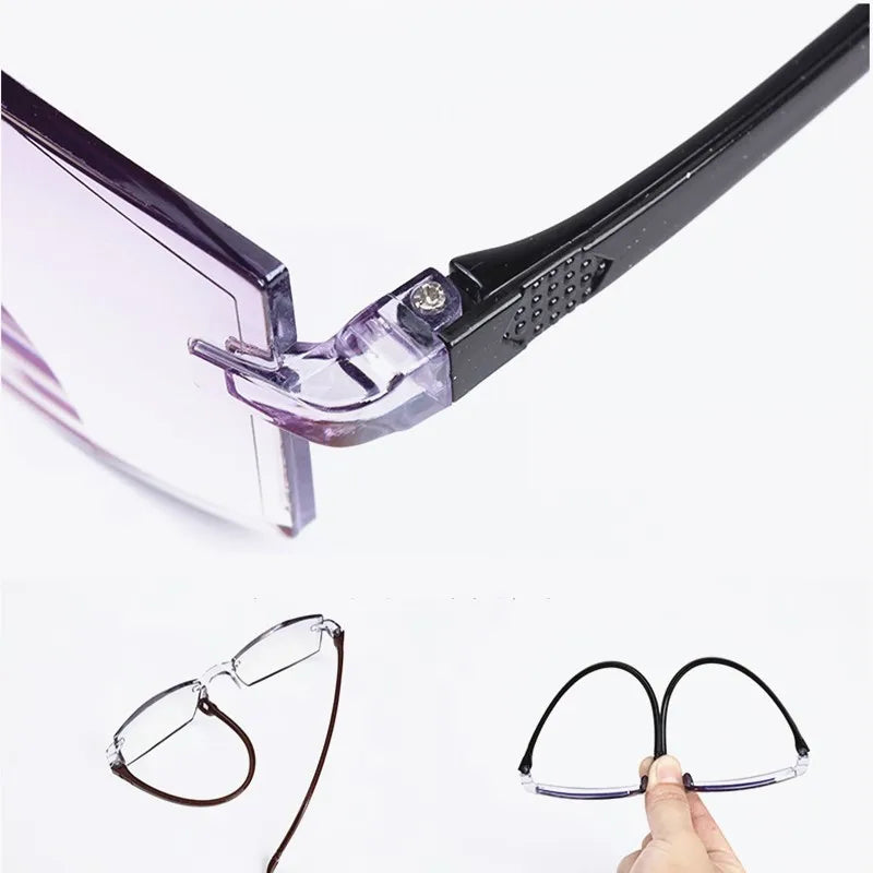 Intelligent Zoom Anti-blue Light Reading Glasses Frameless Cutting Edge Presbyopic Glasses Men and Women Presbyopic Glasses