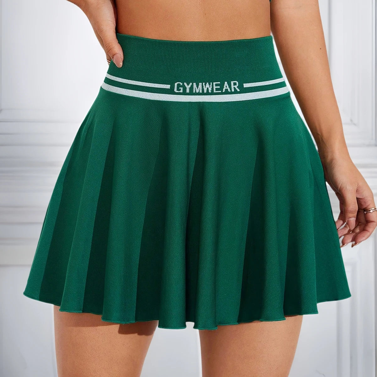High Waisted Pleated Skirt Summer Lightweight Sports Skirt Pants For Women Solid Color Half Skirt With Lining Pockets Dress