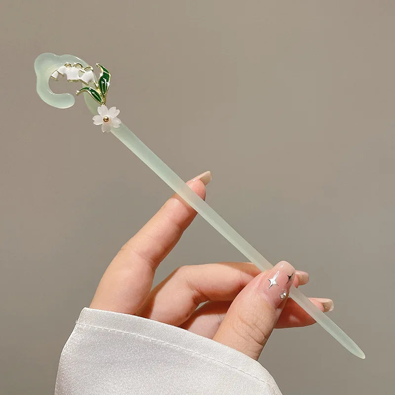 1pc Lily of the Valley Hairpin For Women At the Back of the Head Coiled Hair Hairpin Ancient Style Jade Hairpin Cheongsam Hanfu