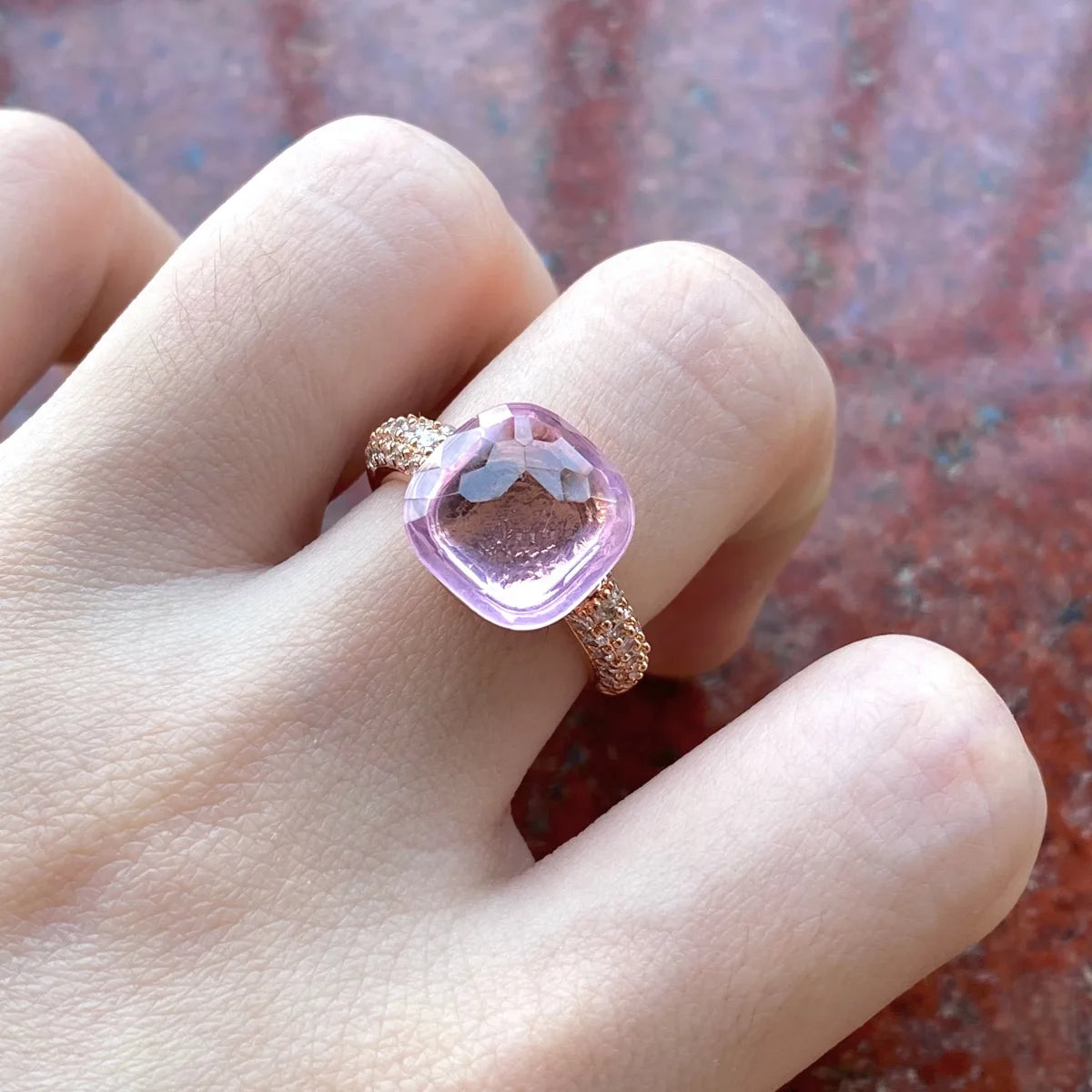 12.6mm   Ring Candy Style Zircon Ring Flat Pink Green Purple Crystal Ring For Women Candy Ring Fashion Jewelry Gift