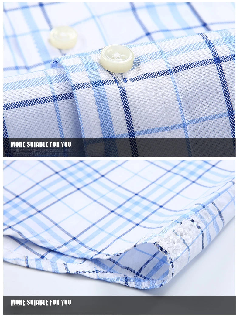 New in shirt hight qulity100%cotton summer short sleeve shirts for men slim fit shirt thin plaid houndstooth soft office clothes