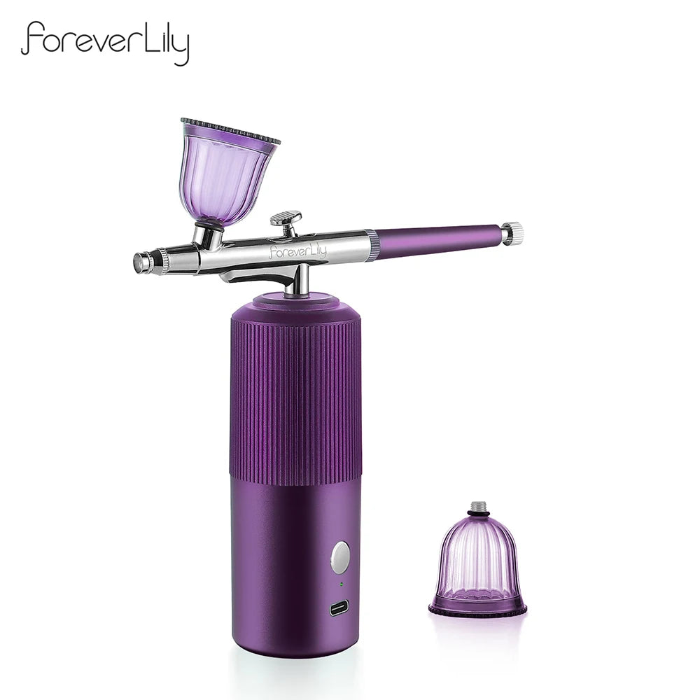 Top 0.3mm Pink Mini Air Compressor Kit Air-Brush Paint Spray Gun Airbrush For Nail Art Tattoo Craft Cake Nano Fog Mist Sprayer