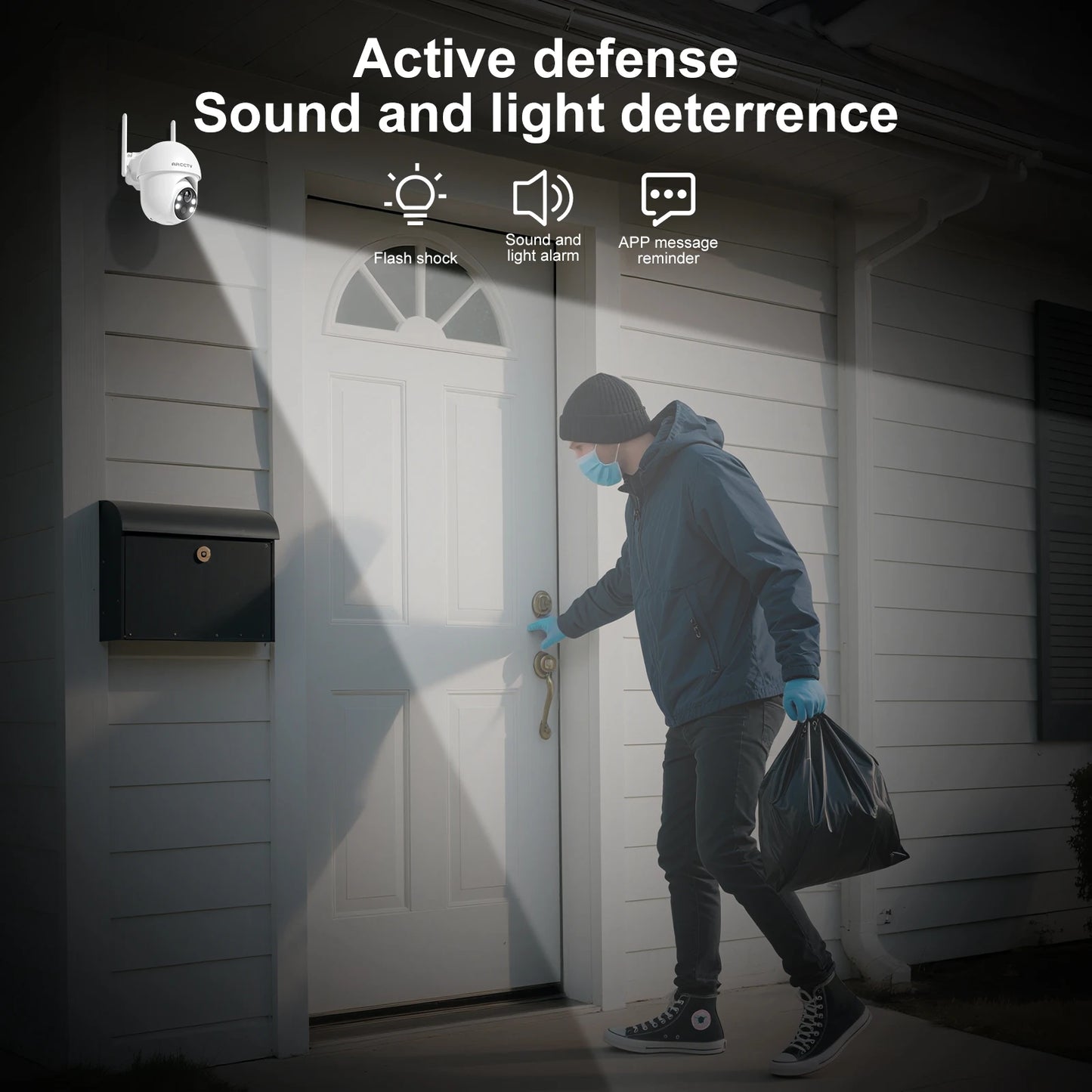 ARCCTV 2K Solar Wifi Camera Color Night Vision Security Surveillance Camera Outdoor Wireless Motion Detection HD Two Way Audio