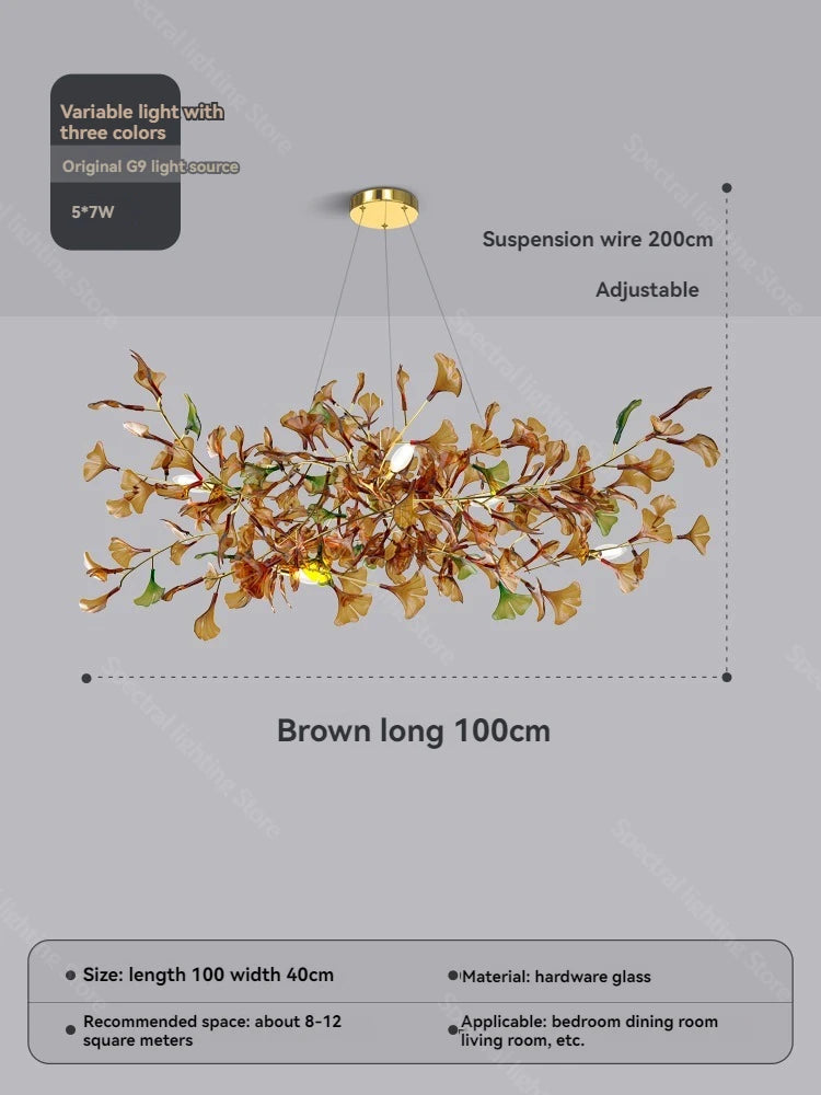 Living Room Chandelier Modern Minimalist and Magnificent Light Luxury Creative Ginkgo Leaf Designer Duplex Building Villa