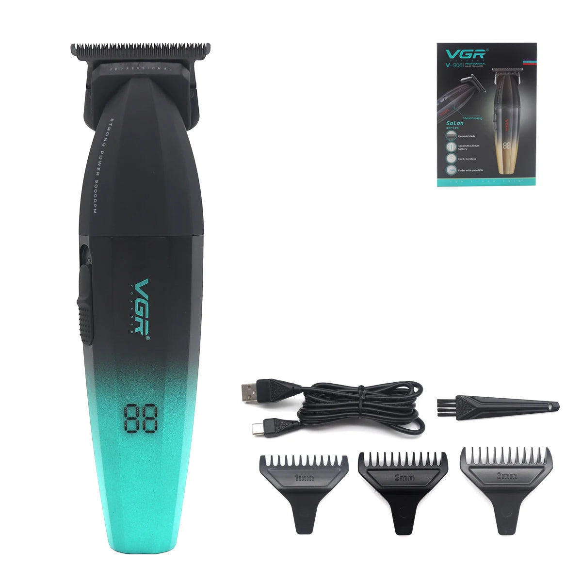 VGR WMARK Professional Hair Clipper for Men DLC Blade 9000RPM Double Foil Professional Barber Machines V003 V906 NG7982