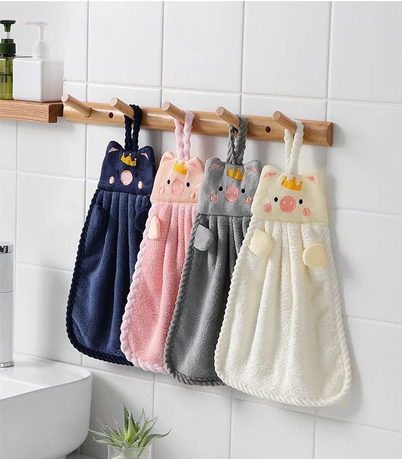 Baby Kids Children Hand Towel Cute Cartoon Water Absorbent Dry Towel Kitchen Bathroom Washroom Household Wipe Clean Hands Towel