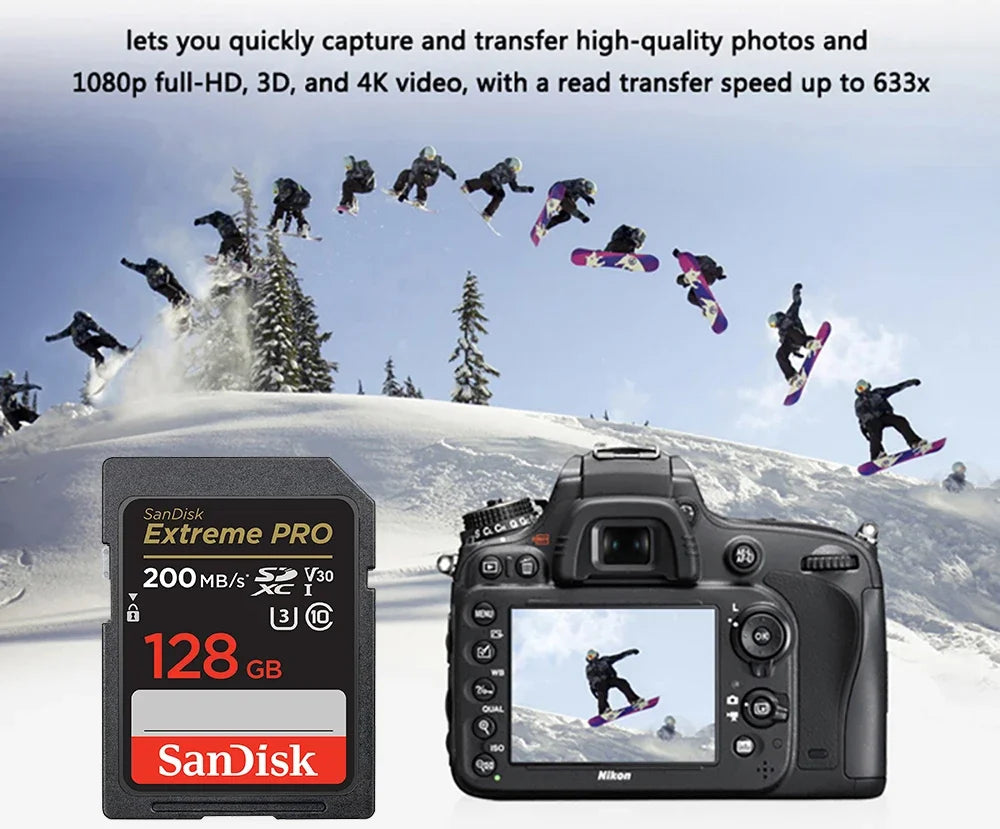 Original Extreme PRO U3 4K 6K 8K C10 V30 V60 V90 SDHC Memory Card SD UHD Video SDXC sd Card UHS-I UHS-II for SLR 3D Canon Camera