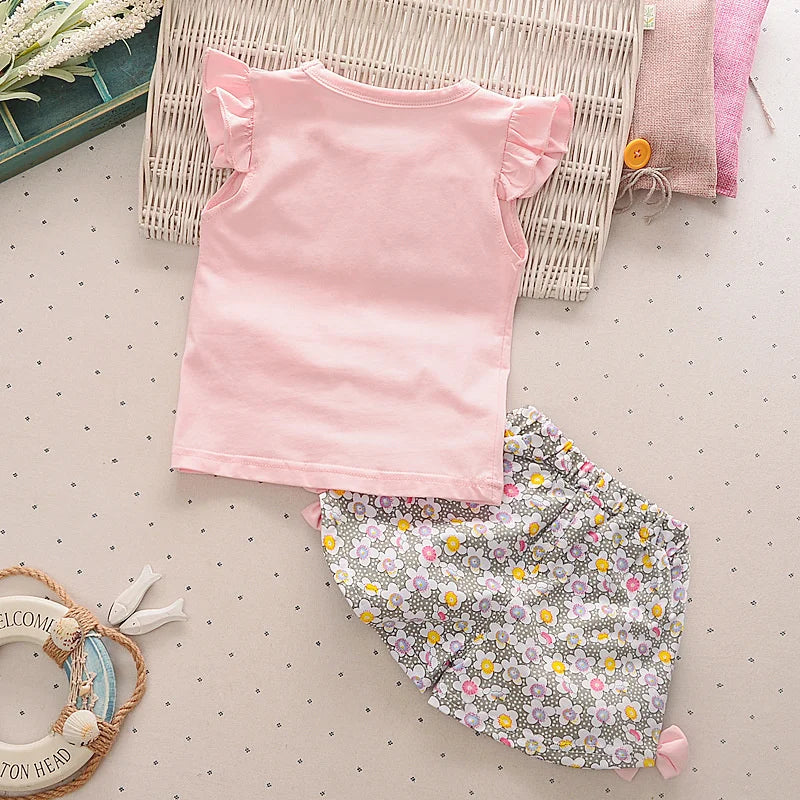 New Summer Fashion Baby Girls Clothes Children Cute Cotton Vest Shorts 2Pcs/Sets Toddler Casual Costume Infant Kids Tracksuits