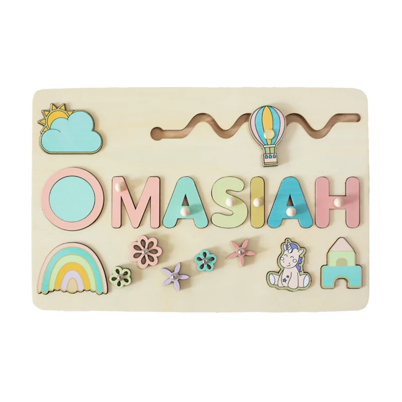 Montessori Personalised Wooden Puzzle Baby Custom First Name Puzzle Customization Letter Board Gift Child Jigsaw Educational Toy