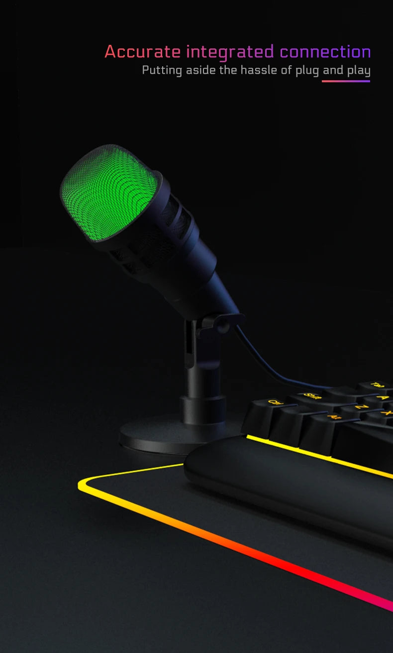 USB Condenser Microphone With RGB, Microphone For Podcasting, Laptop, Recording Streaming Games