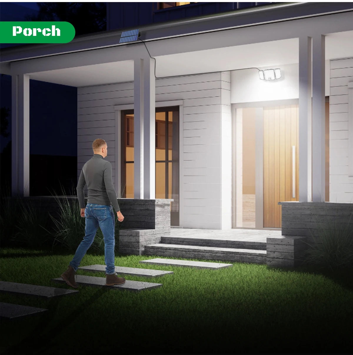 Solar Garden Light Outdoor 278 LED IP65 Waterproof 3 Modes Remote Adjustable Angle Solar Wall Lamp for Yard Porch Barn Driveway